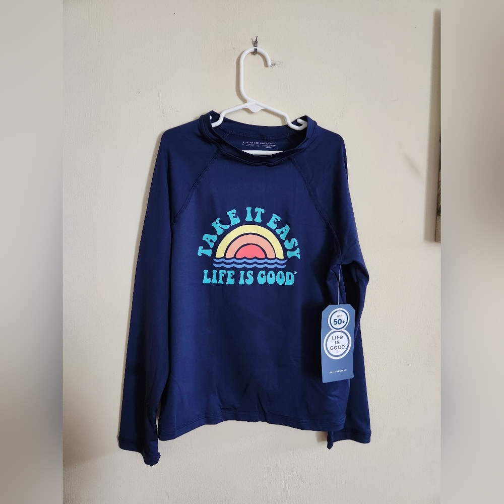 Kids Life Is Good sunshirt swimwear rashguard  large XL NWT